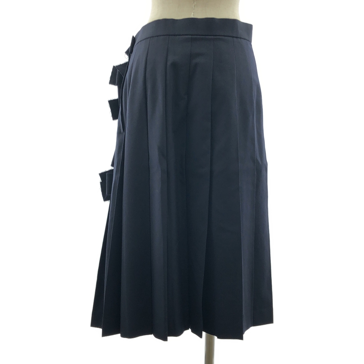 COMME des GARCONS / コムデギャルソン アシンメトリー リボン装飾 プリーツ ロングスカート