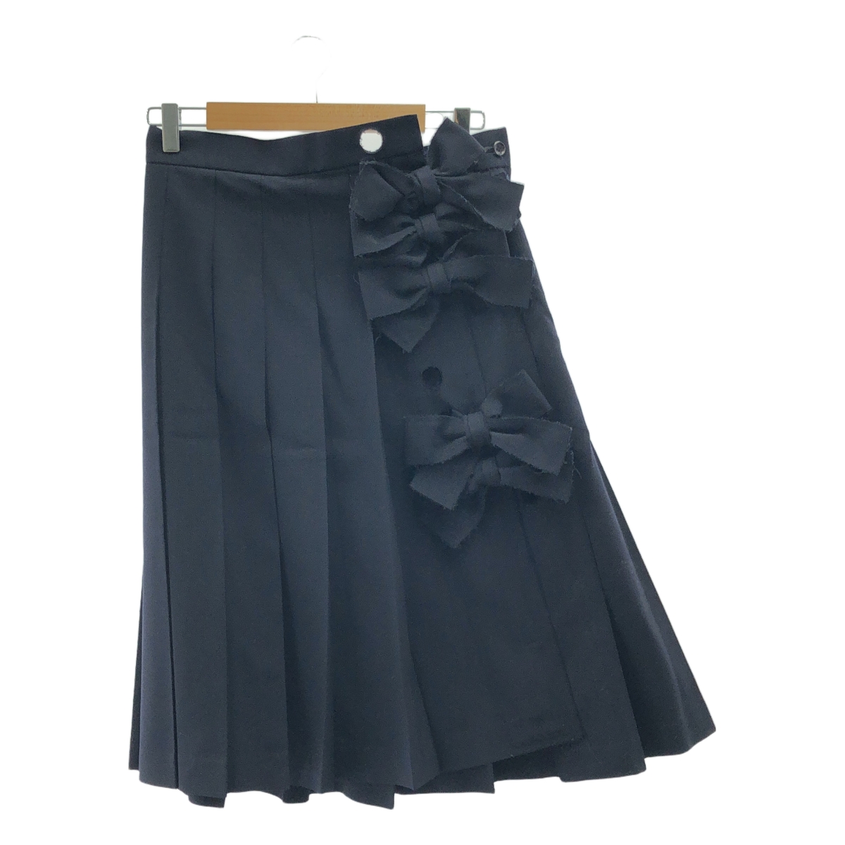 COMME des GARCONS / コムデギャルソン アシンメトリー リボン装飾 プリーツ ロングスカート