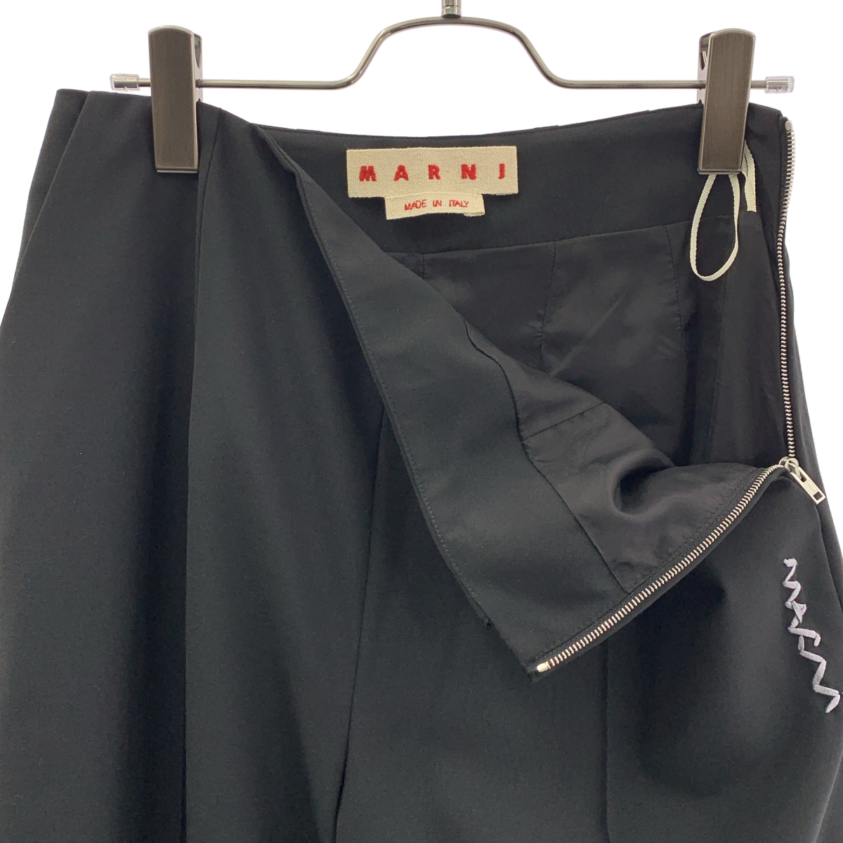 MARNI / マルニ WOOL-BLEND TROUSERS / ウール混 ロゴ刺しゅう サイドジップ スラックスパンツ