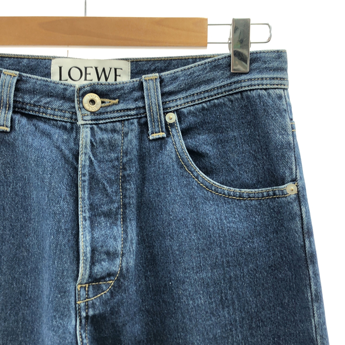 LOEWE / ロエベ Gold Cuff Fisherman Jeans / ロゴ レザーパッチ ゴールドカフ フィッシャーマンジーンズ デニムパンツ