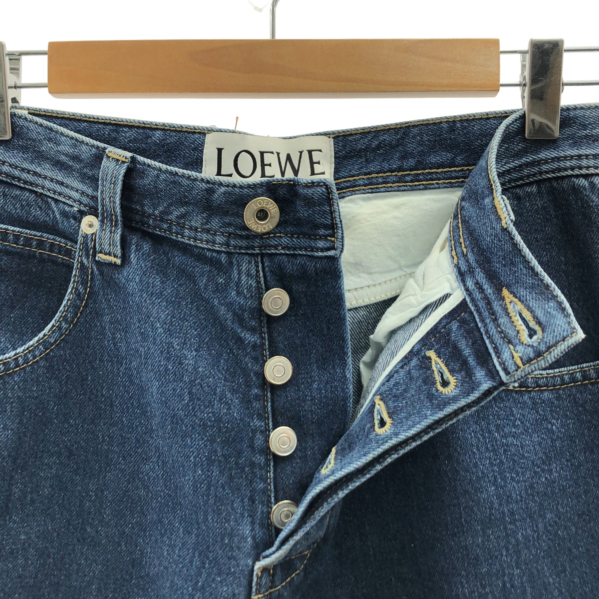 LOEWE / ロエベ Gold Cuff Fisherman Jeans / ロゴ レザーパッチ ゴールドカフ フィッシャーマンジーンズ デニムパンツ
