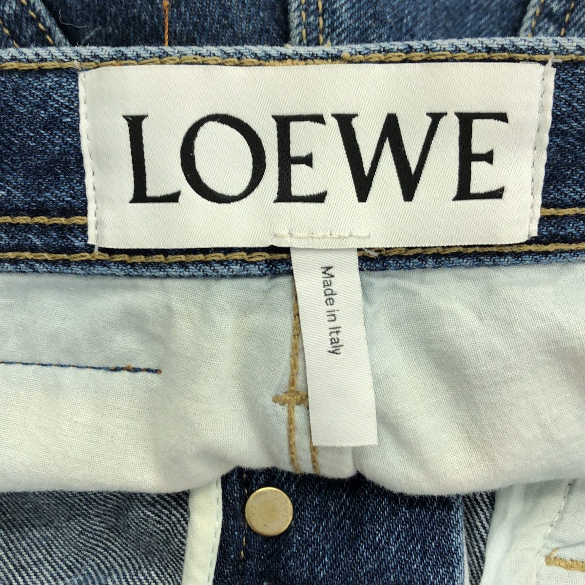 LOEWE / ロエベ Gold Cuff Fisherman Jeans / ロゴ レザーパッチ ゴールドカフ フィッシャーマンジーンズ デニムパンツ
