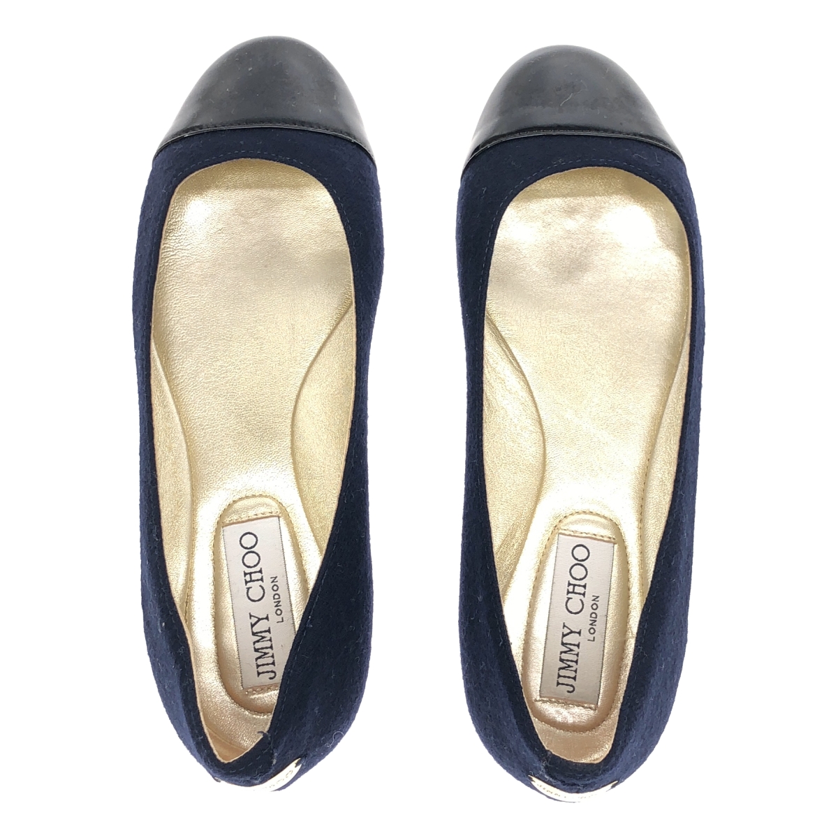 JIMMY CHOO / ジミーチュウ パテント 切替 ラウンドトゥ フラット パンプス