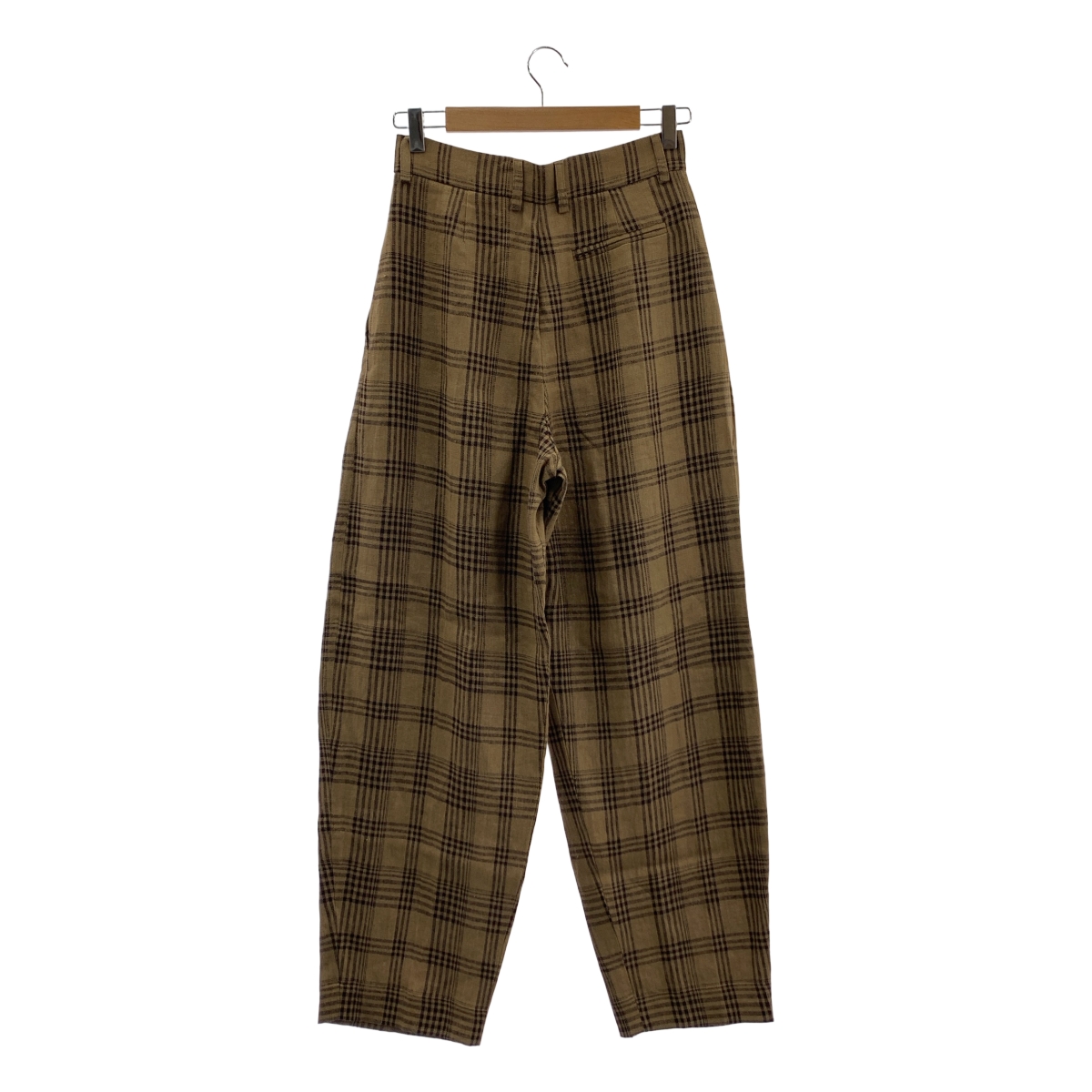 Cristaseya / クリスタセヤ チェック リネン 2タック ハイウエストパンツ