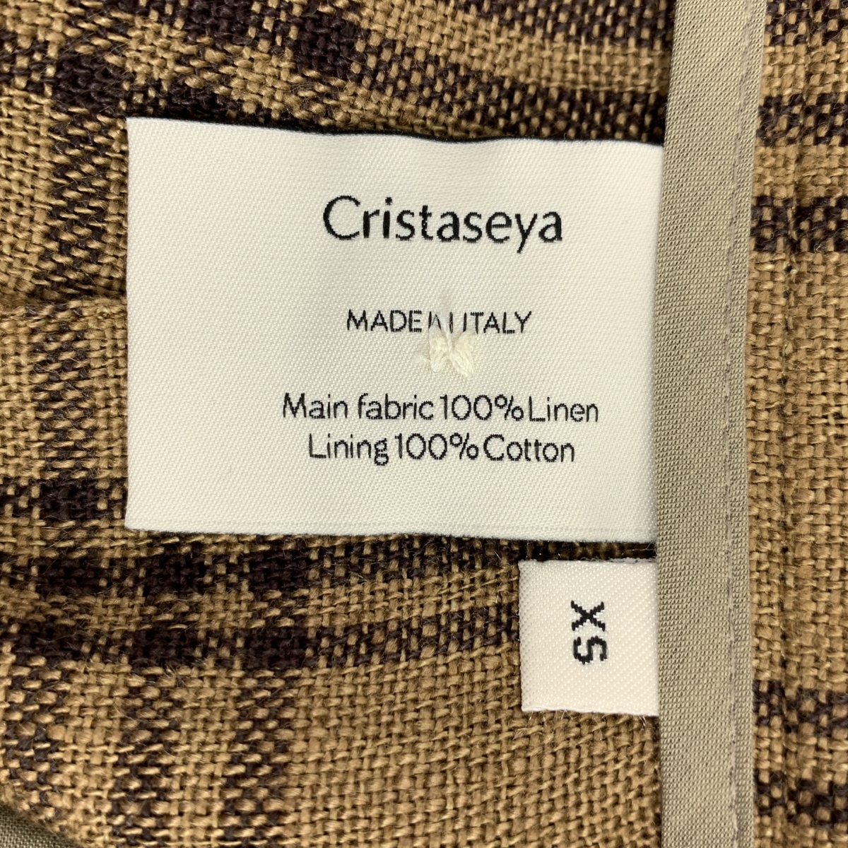 Cristaseya / クリスタセヤ チェック リネン 2タック ハイウエストパンツ