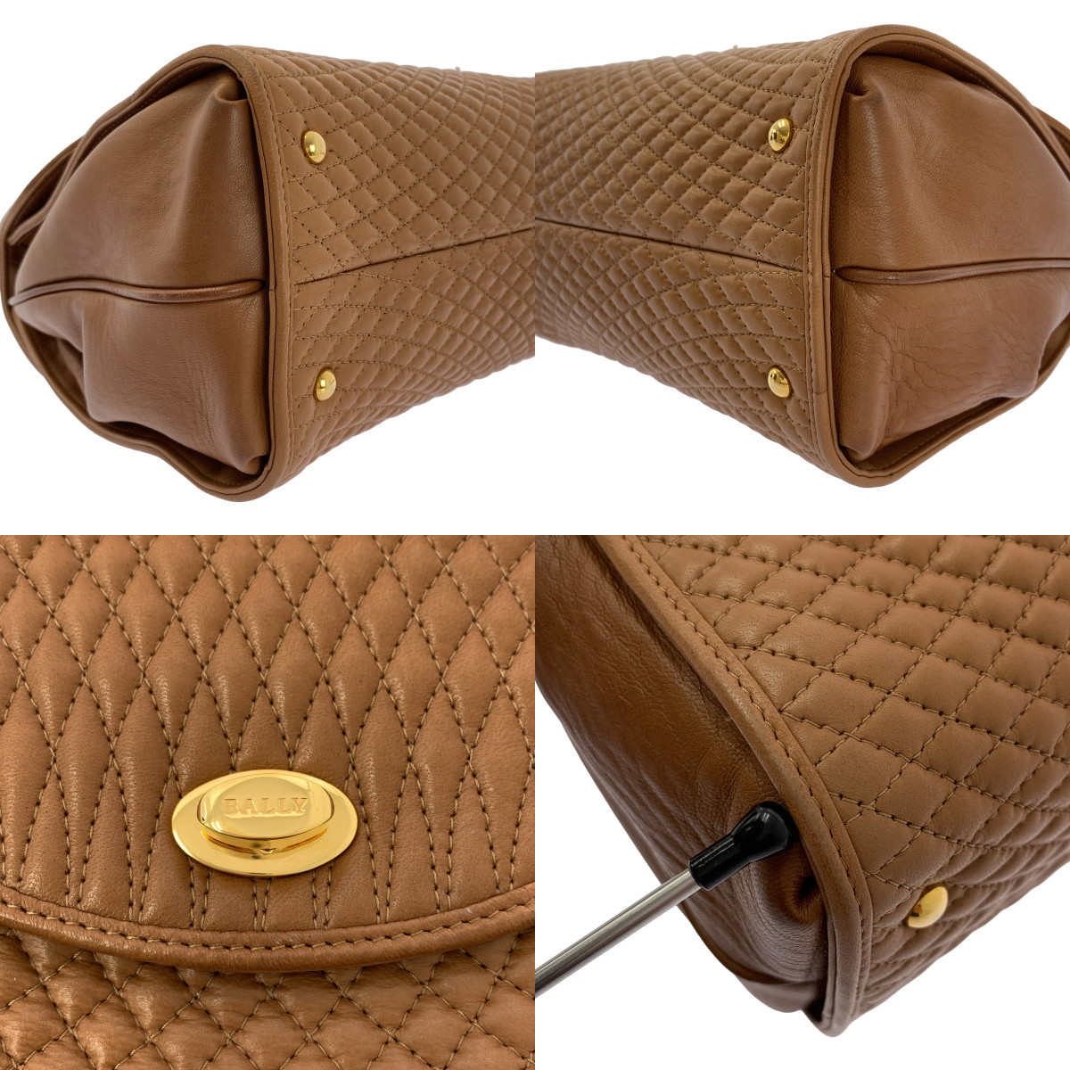 BALLY / バリー 2way ショルダー付き レザー キルティング ハンドバッグ