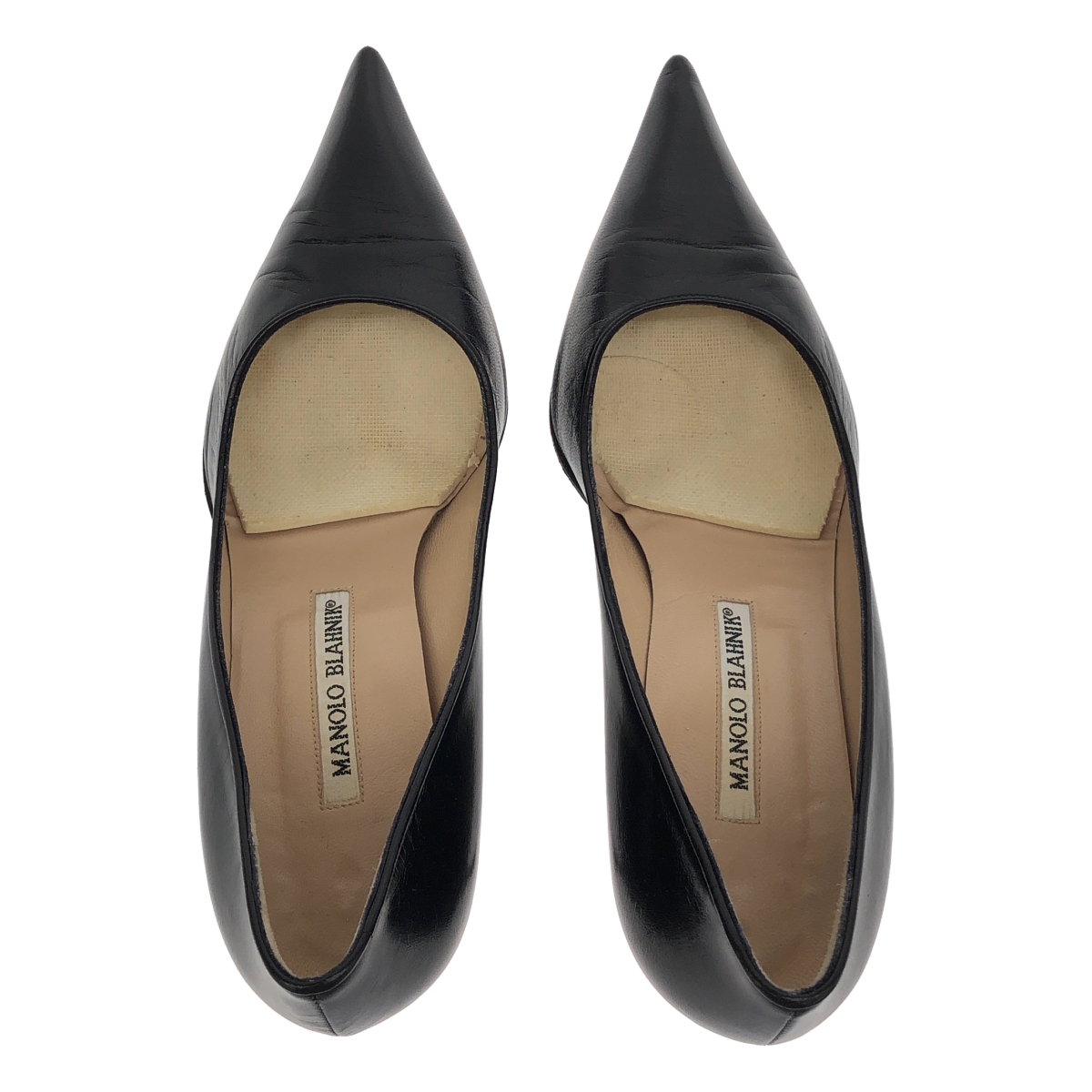 MANOLO BLAHNIK / マノロブラニク レザー ポインテッドトゥ ヒールパンプス