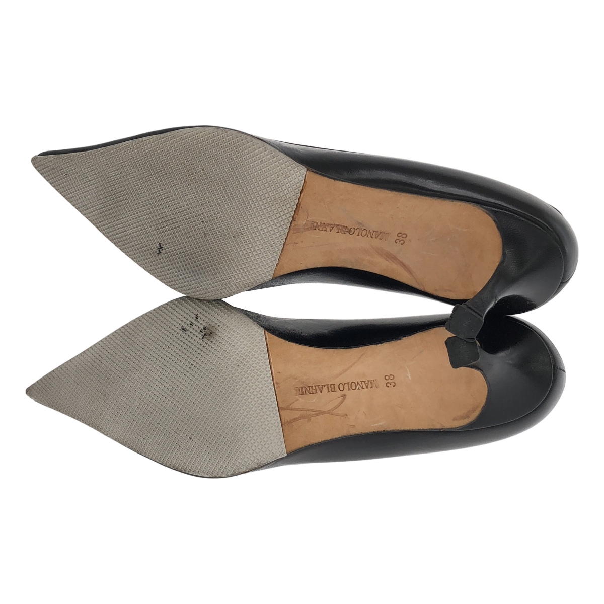 MANOLO BLAHNIK / マノロブラニク レザー ポインテッドトゥ ヒールパンプス