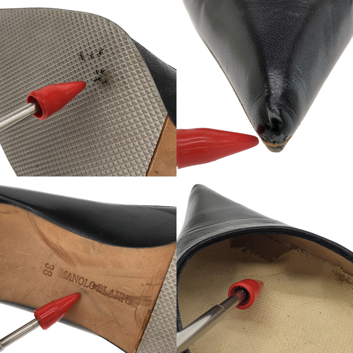 MANOLO BLAHNIK / マノロブラニク レザー ポインテッドトゥ ヒールパンプス