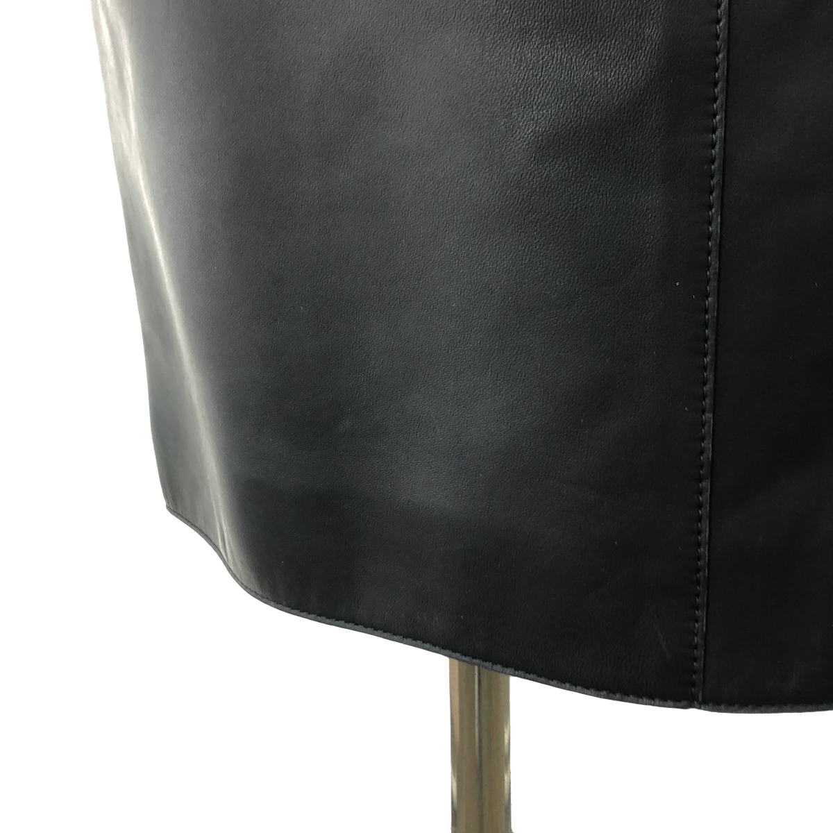 HERMES / エルメス ゴルチエ期 羊革 ラムレザー セリエボタン パッチ バックスリット スカート / 総裏地