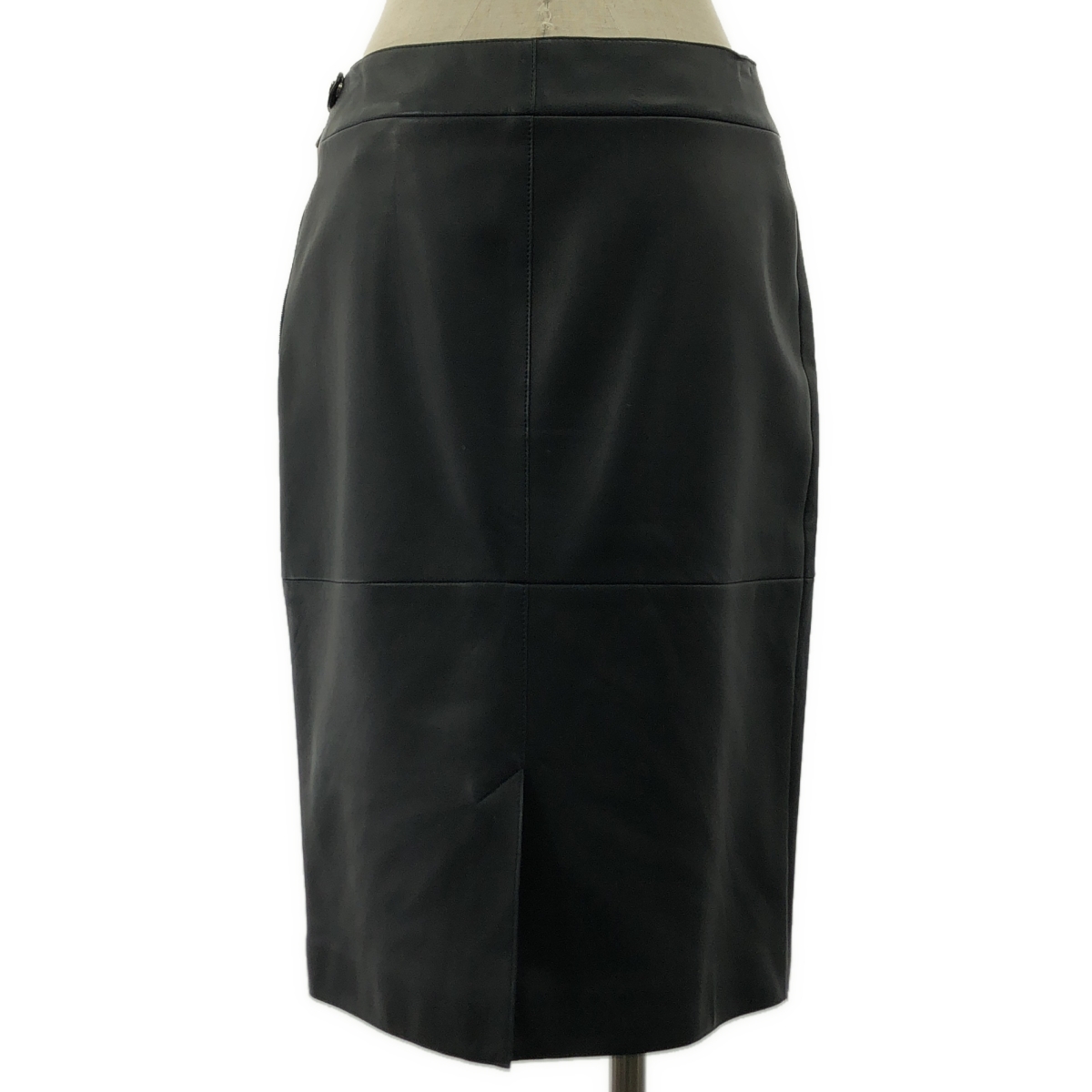 HERMES / エルメス ゴルチエ期 羊革 ラムレザー セリエボタン パッチ バックスリット スカート / 総裏地