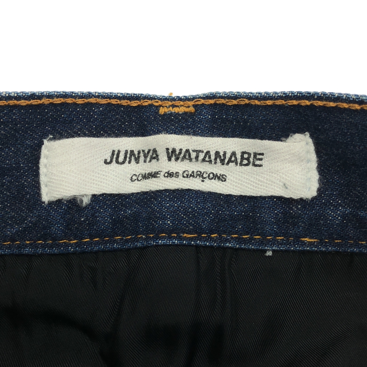 JUNYA WATANABE COMME des GARCONS / ジュンヤワタナベ 異素材 切替 再構築  ドッキング レザーパッチ カットオフ デニム スカート