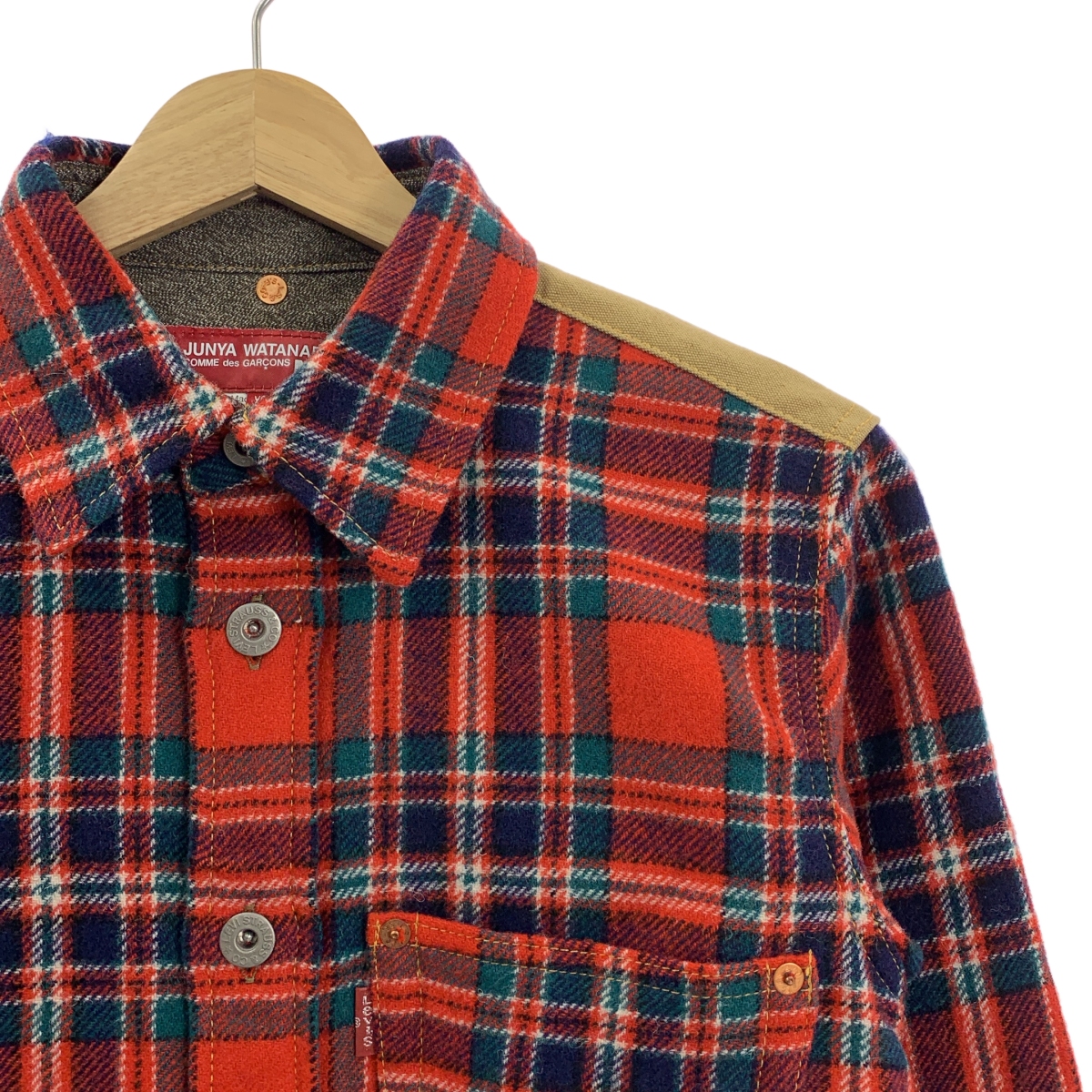 JUNYA WATANABE COMME des GARCONS MAN / ジュンヤワタナベコムデギャルソンマン × Levi's リーバイスコラボ ウール ヨーク切替 エルボーパッチ シャツ