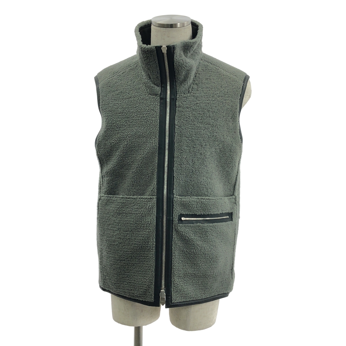 HERMES / エルメス ムートン レザー セリエボタン ボア ベスト