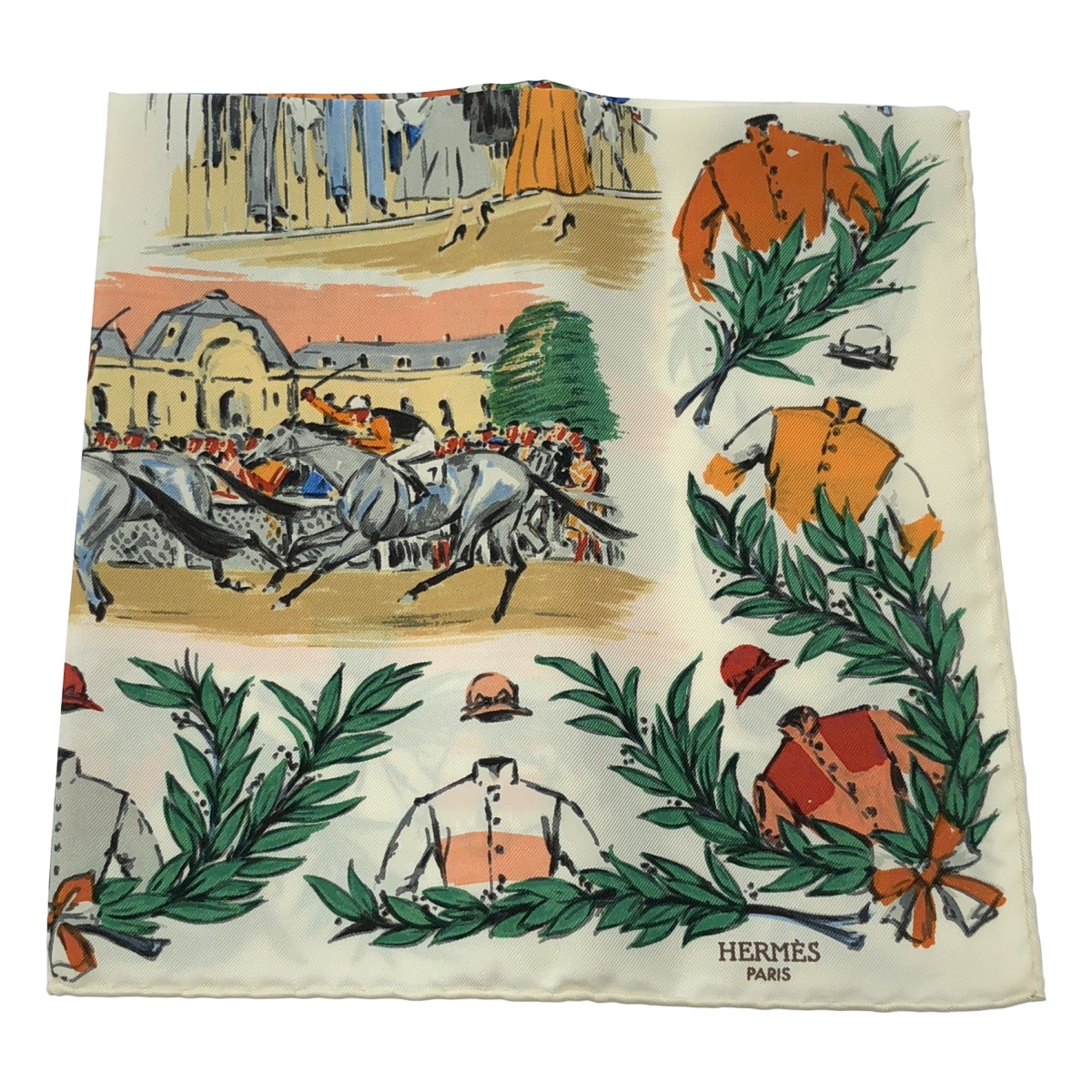 HERMES / エルメス カレ45 CHANTILLY 競馬場 シルク スカーフ