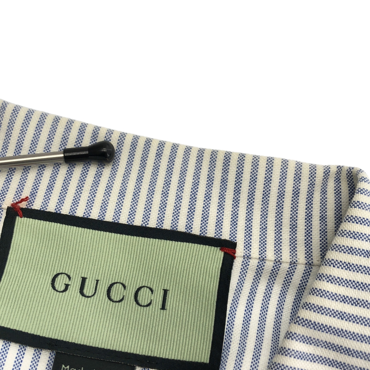 GUCCI / グッチ LES POMMES ストライプ オープンカラーシャツ