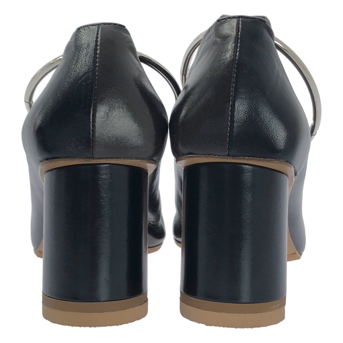 JIL SANDER / ジルサンダー バイカラー アンクルリング スクエアトゥ ヒール パンプス