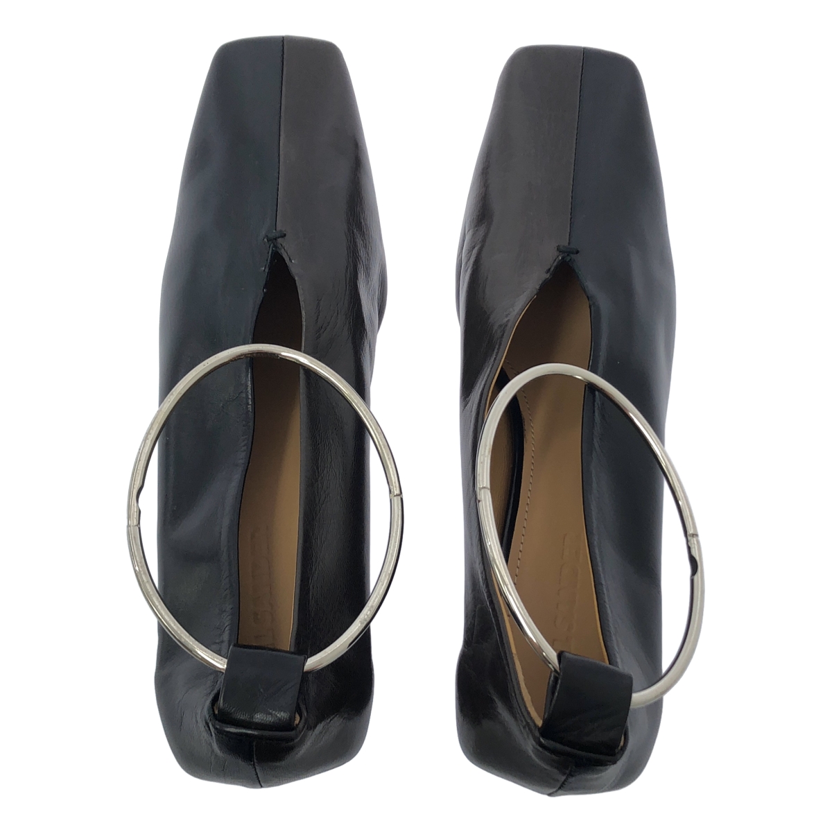 JIL SANDER / ジルサンダー バイカラー アンクルリング スクエアトゥ ヒール パンプス