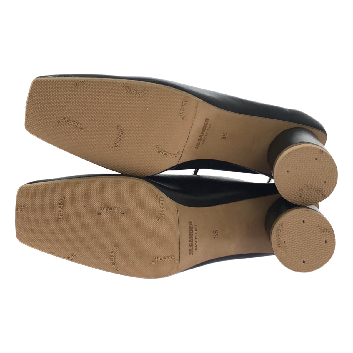 JIL SANDER / ジルサンダー バイカラー アンクルリング スクエアトゥ ヒール パンプス