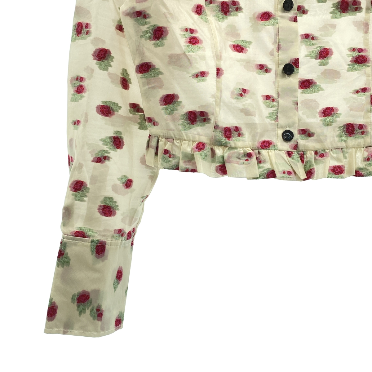 Ganni / ガニー フリル切替 ショート シアー シャツ