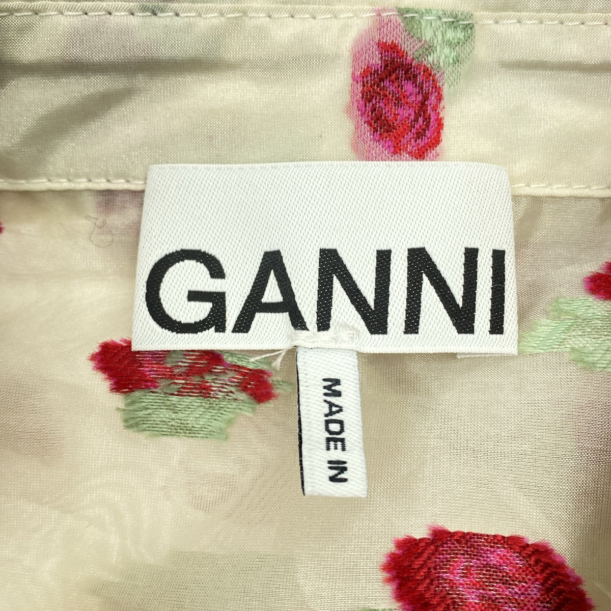 Ganni / ガニー フリル切替 ショート シアー シャツ