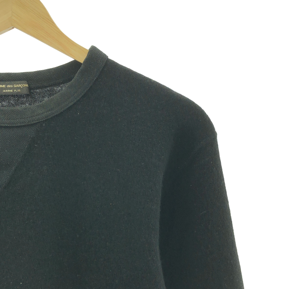 COMME des GARCONS HOMME PLUS / コムデギャルソンオムプリュス カーブ ウール縮絨 異素材切替 ハイゲージ クルーネックニット