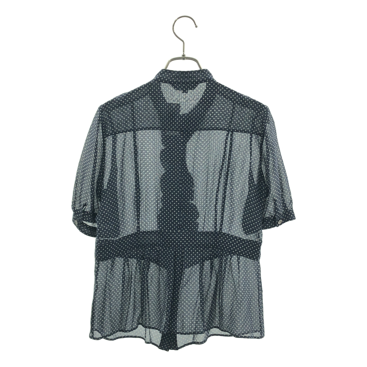 Burberry / バーバリー 総柄 ロゴボタン フリル シアー シャツ ブラウス