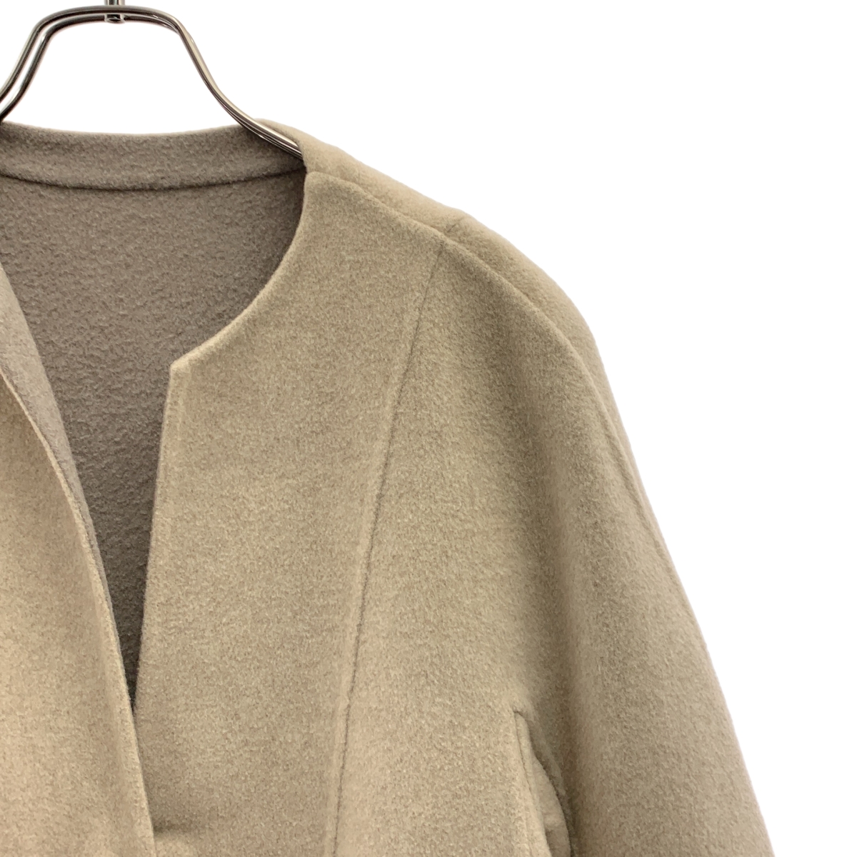 Drawer / ドゥロワー ウール カシミヤ リバーシブル ノーカラー コート