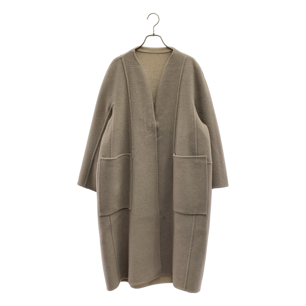 Drawer / ドゥロワー ウール カシミヤ リバーシブル ノーカラー コート