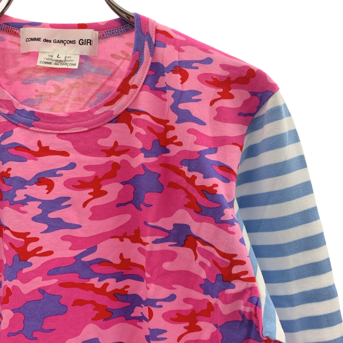 COMME des GARCONS GIRL / コムデギャルソンガール カモフラ ボーダー切替 クルーネック カットソー