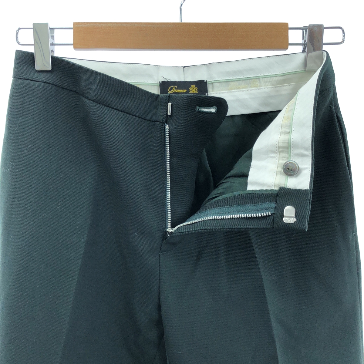 Drawer / ドゥロワー ウール ジップフライ センタープレス スラックス パンツ