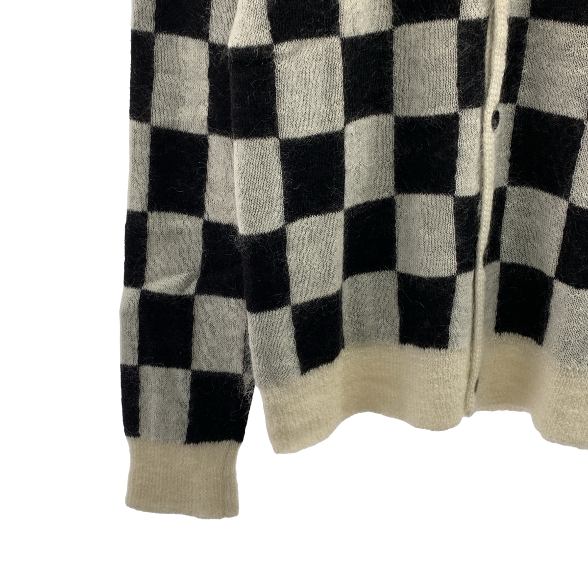 UNUSED / アンユーズド モヘア ブロックチェック Vネック ニットカーディガン