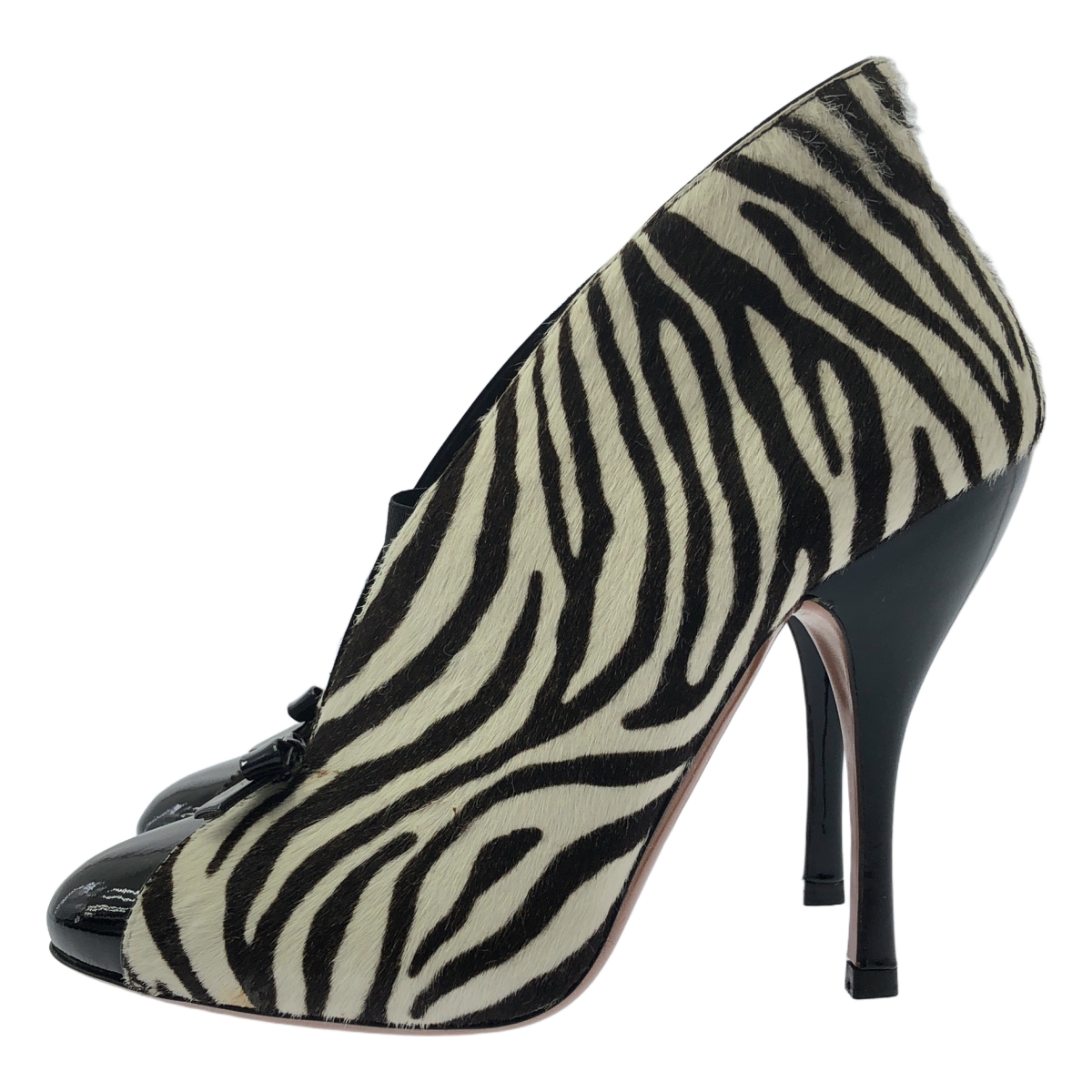 ALAIA / アライア ゼブラ ハラコ レザー ブーティ ヒール ショートブーツ