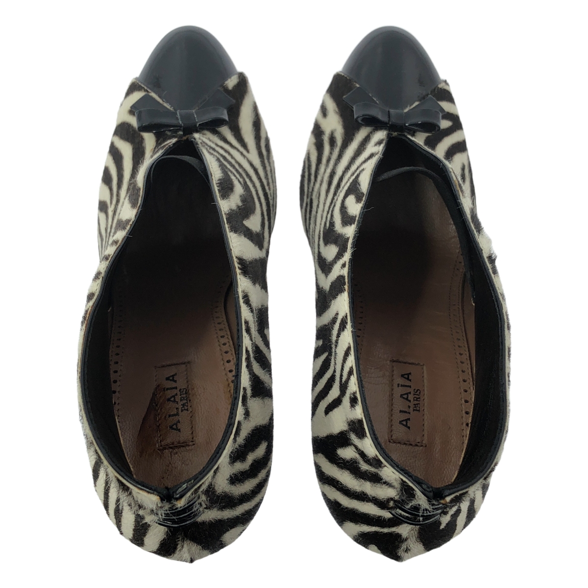 ALAIA / アライア ゼブラ ハラコ レザー ブーティ ヒール ショートブーツ