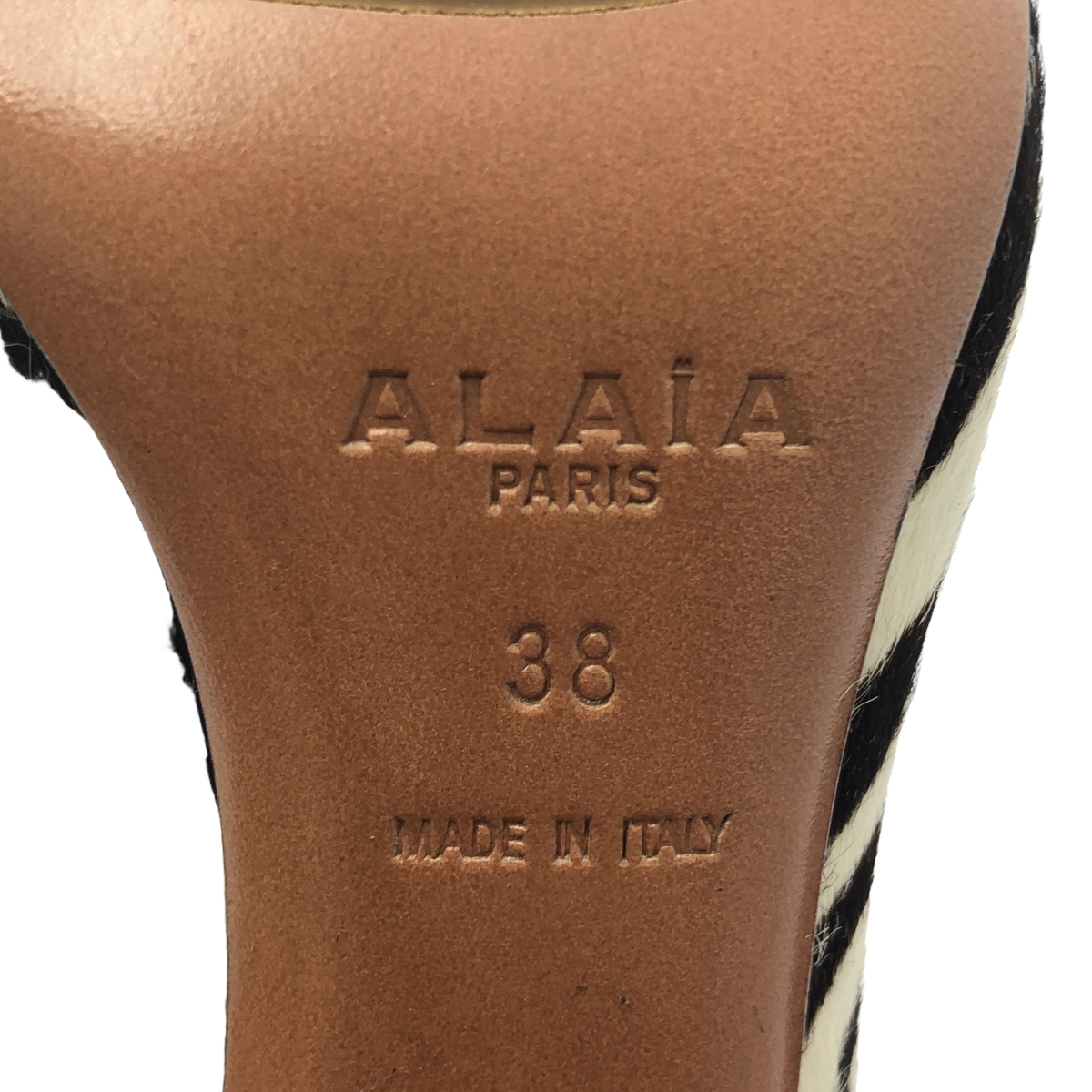 ALAIA / アライア ゼブラ ハラコ レザー ブーティ ヒール ショートブーツ