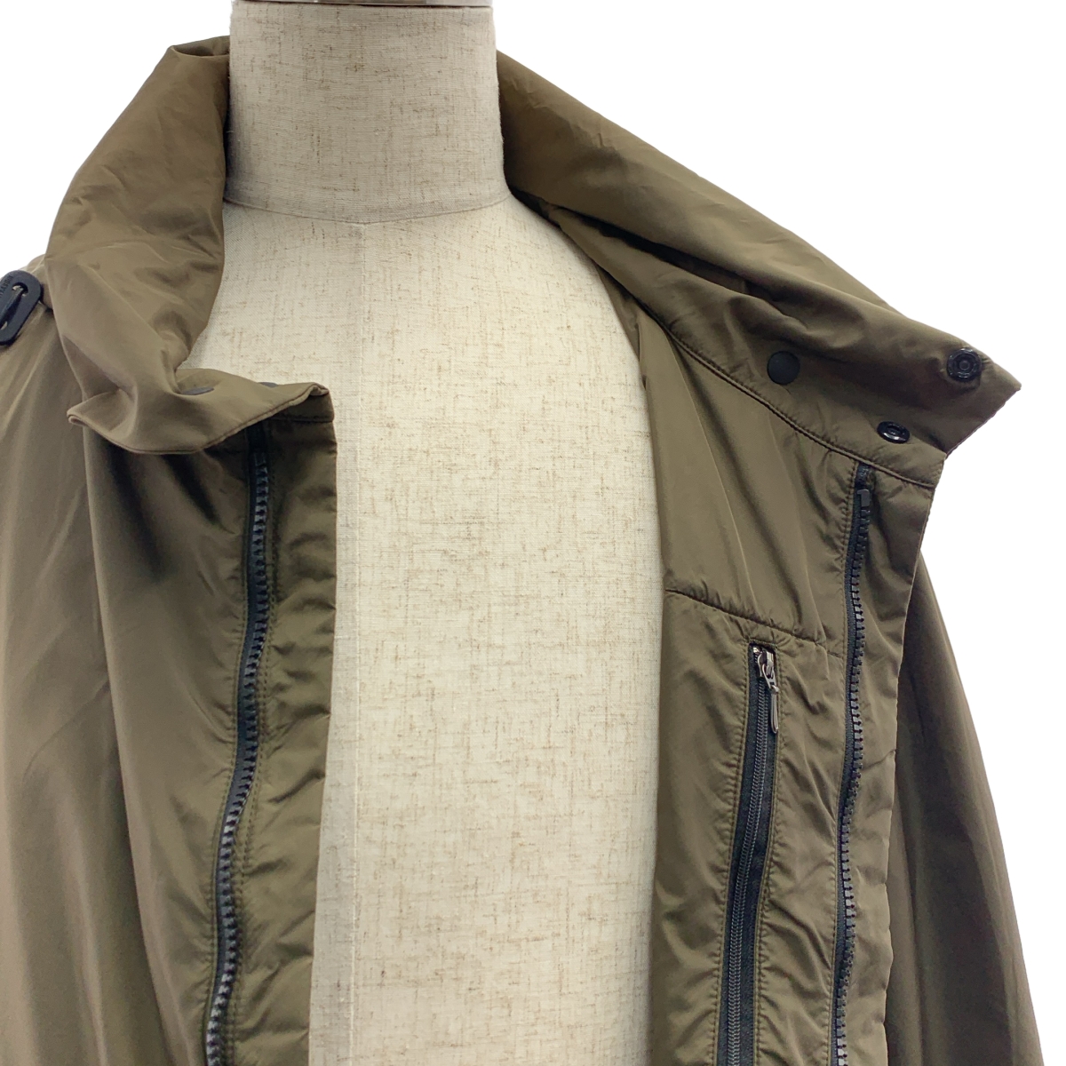 ISSEY MIYAKE MEN / イッセイミヤケメン ナイロン 染め加工 ロゴジップ ドローストリング オーバー コート フーディ / メッシュ総裏地