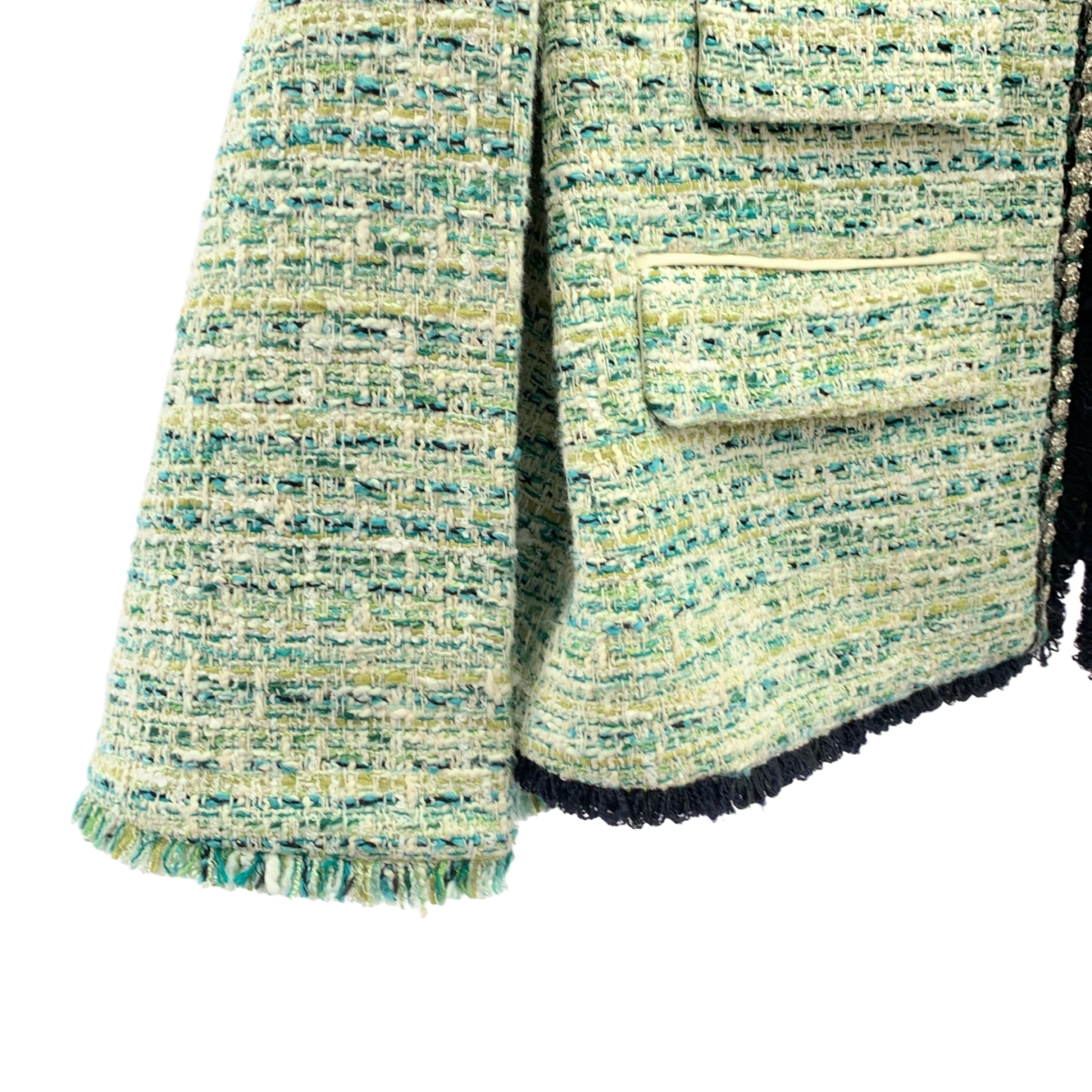 Drawer / ドゥロワー コットン ツイード ノーカラー ジャケット