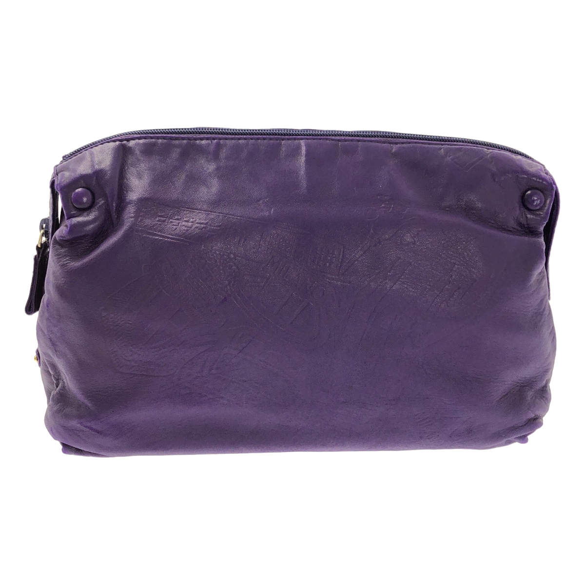 PRADA / プラダ レザー エンボス トライアングル 三角プレート ロゴ クラッチ バッグ