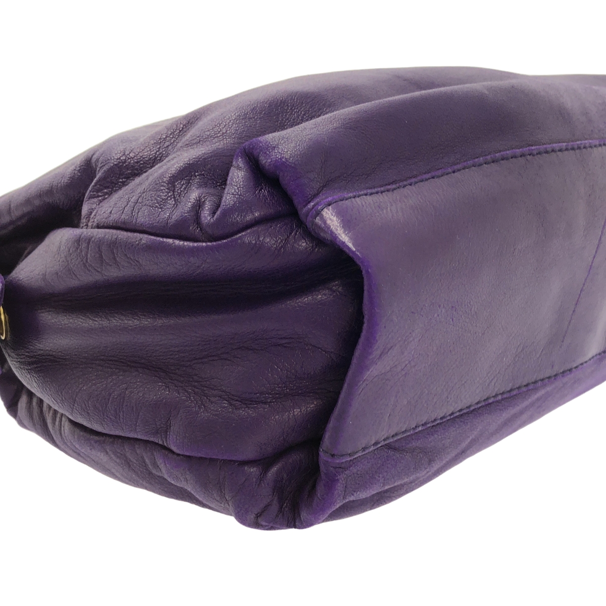 PRADA / プラダ レザー エンボス トライアングル 三角プレート ロゴ クラッチ バッグ