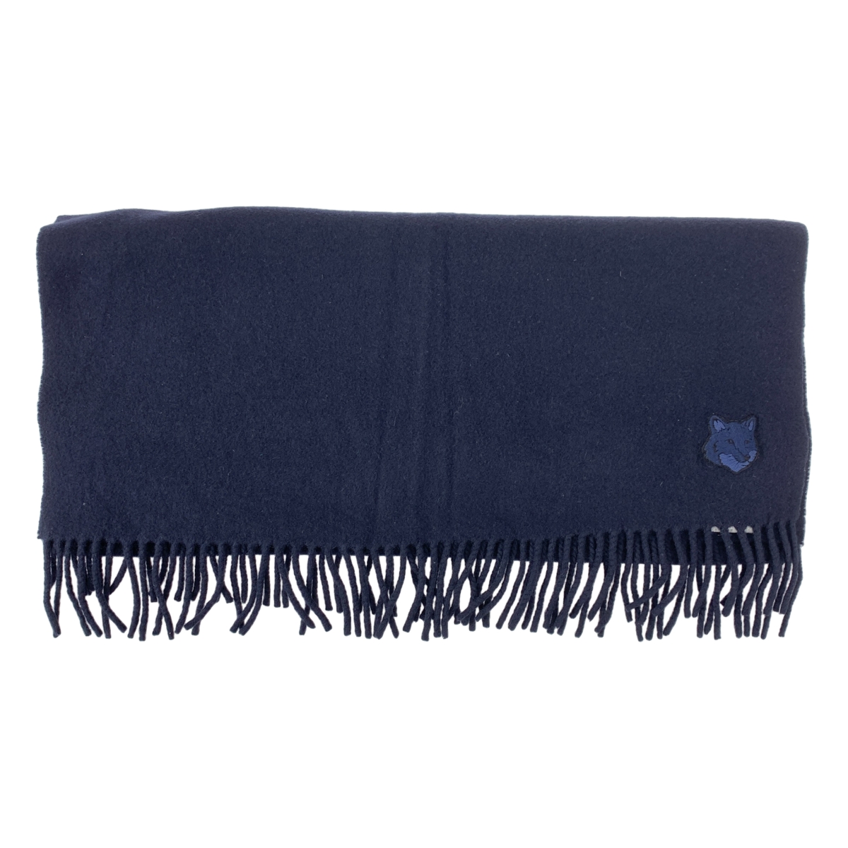 MAISON KITSUNE / メゾンキツネ BOLD FOX / ウール ワッペン フリンジ マフラー ストール / ユニセックス