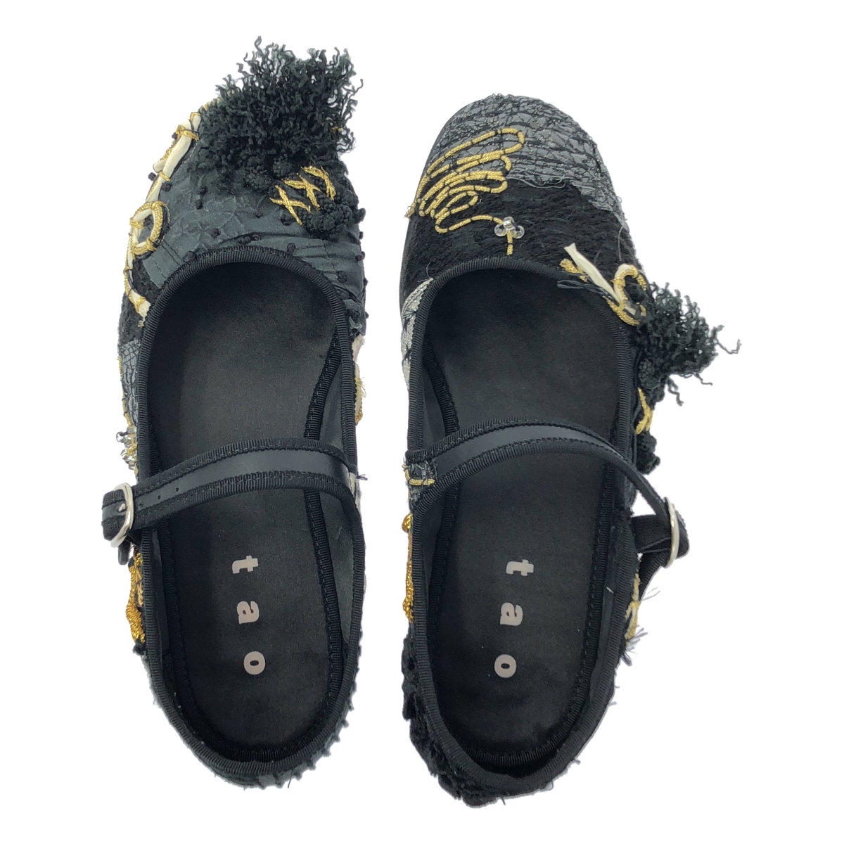 tao COMME des GARCONS / タオコムデギャルソン 装飾 ストラップ フラット オペラシューズ
