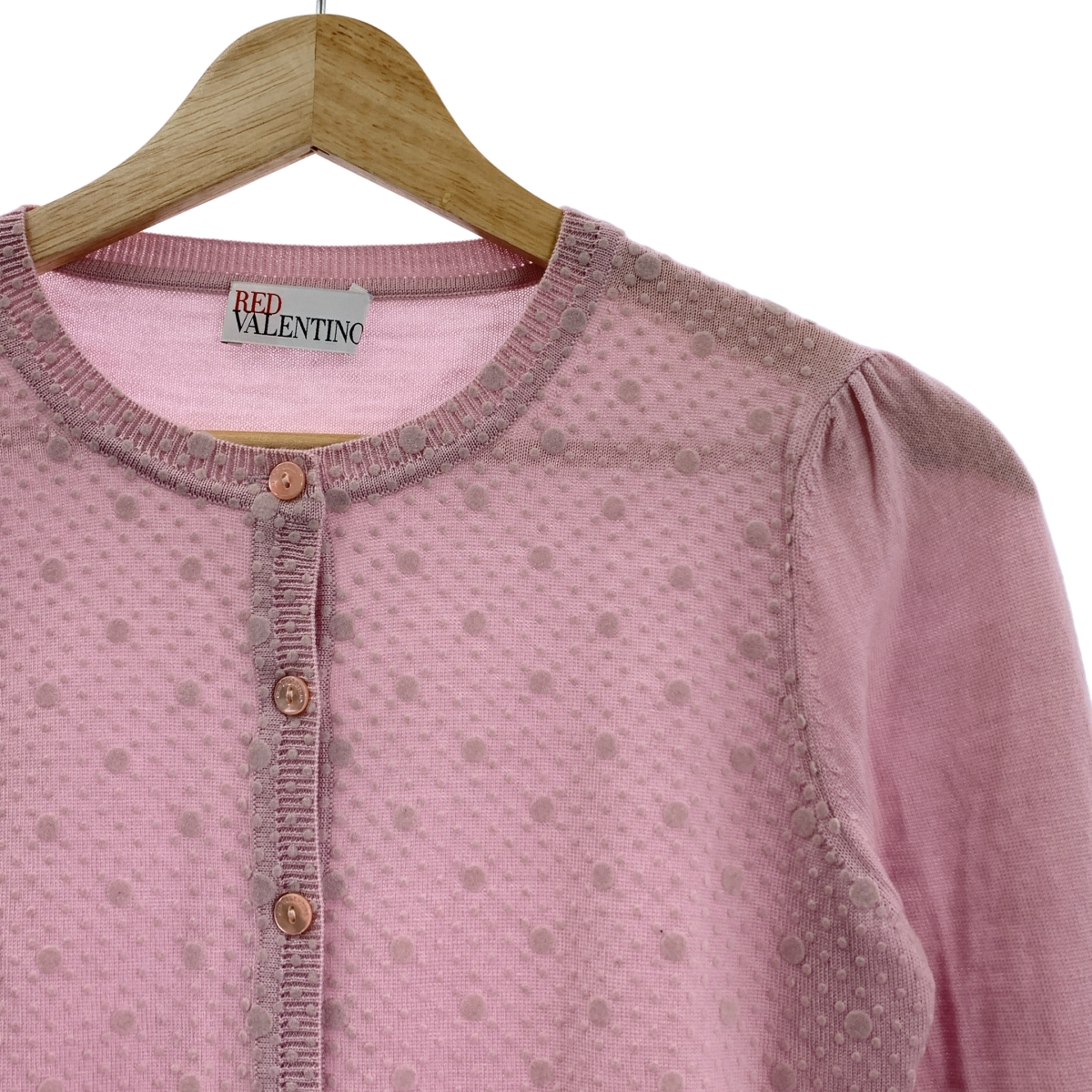 RED VALENTINO / レッドヴァレンティノ チュール ドット フロッキー クルーネック カーディガン