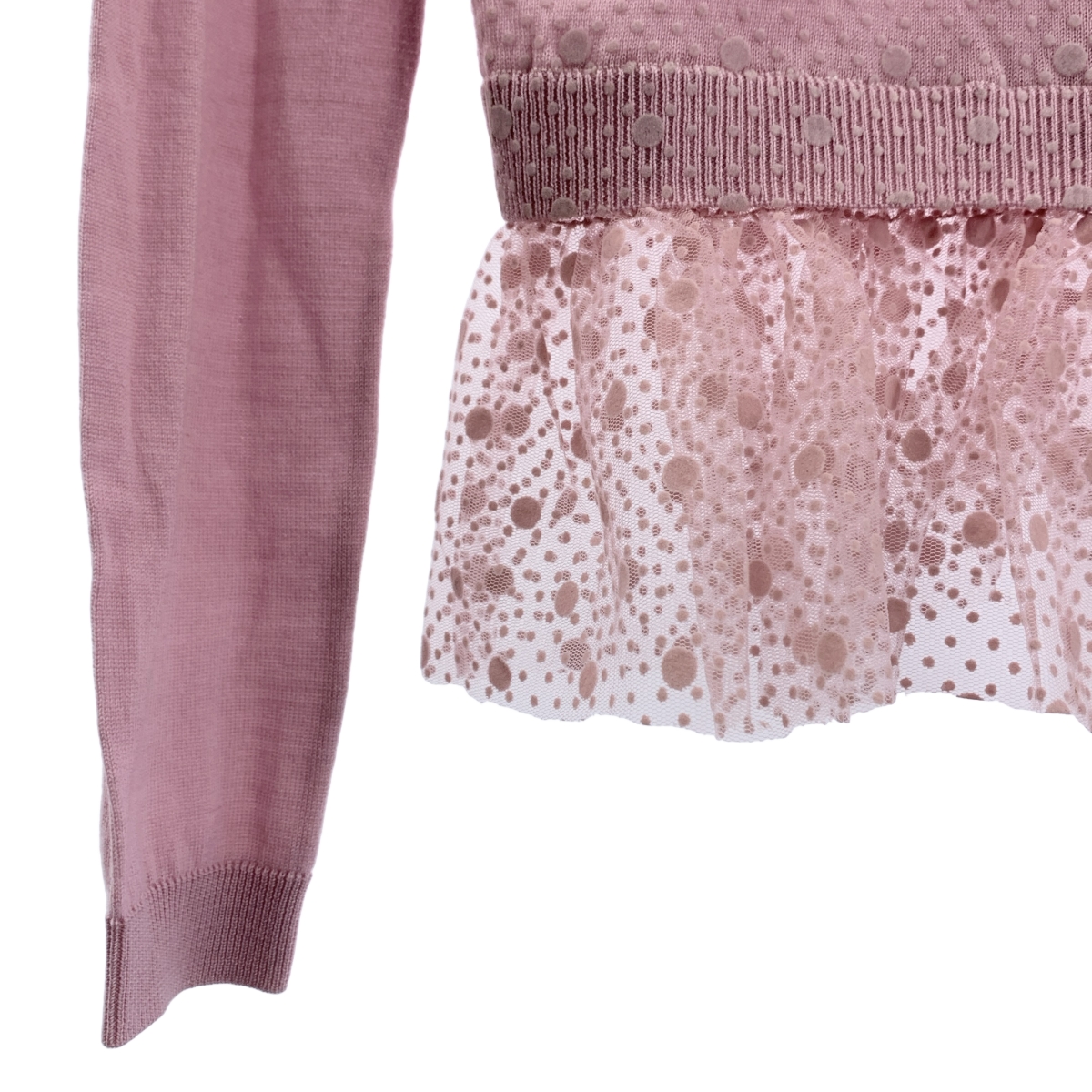 RED VALENTINO / レッドヴァレンティノ チュール ドット フロッキー クルーネック カーディガン