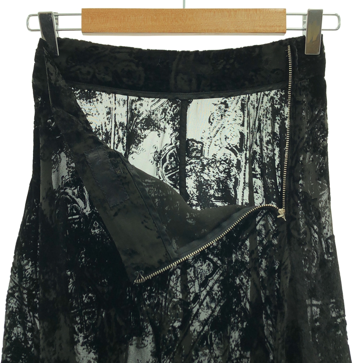 GEOFFREY B.SMALL / ジェフリーBスモール Limited Edition / hand dyed como silk and viscose velvet burn out 絵画柄 ベルベット スカート