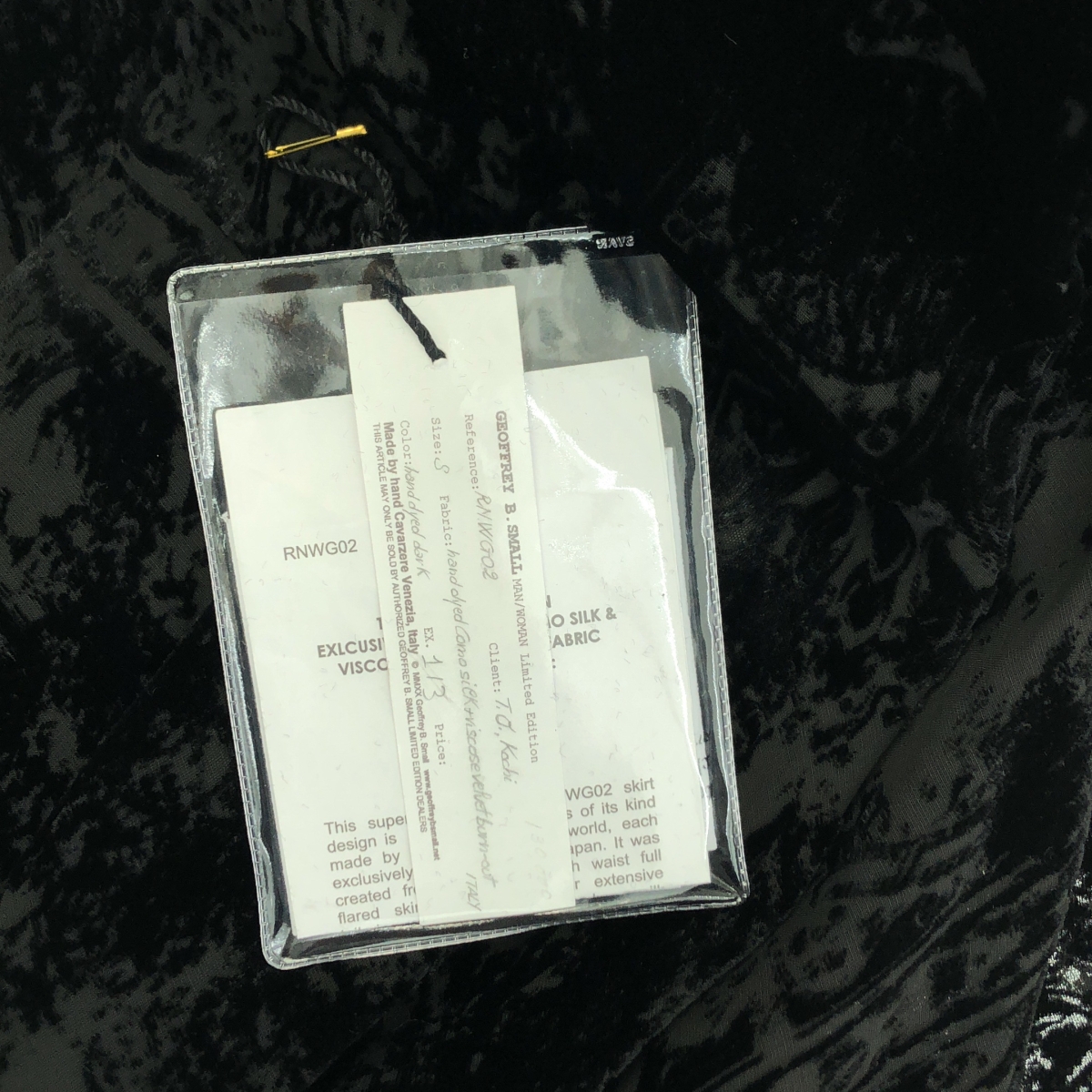 GEOFFREY B.SMALL / ジェフリーBスモール Limited Edition / hand dyed como silk and viscose velvet burn out 絵画柄 ベルベット スカート