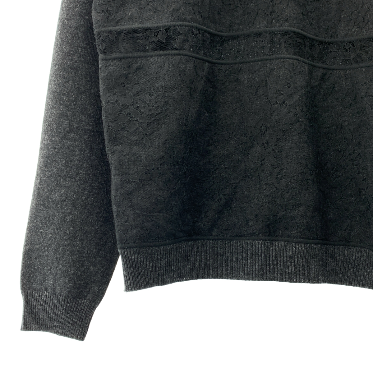 NINA RICCI / ニナリッチ レース切替 クルーネック ニット セーター