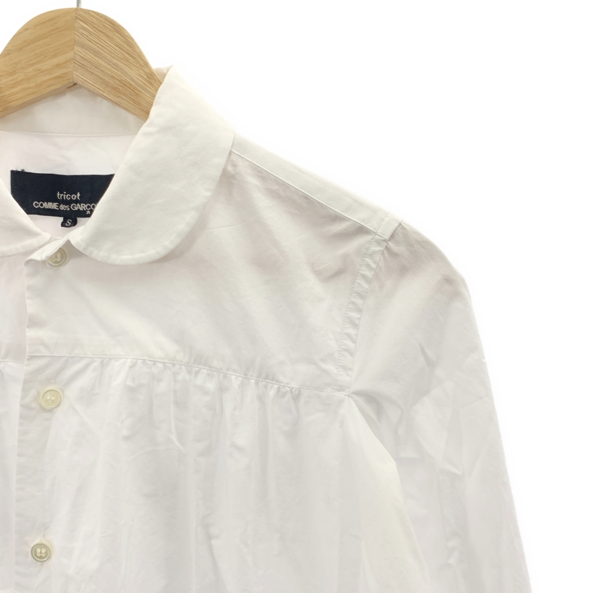 tricot COMME des GARCONS / トリココムデギャルソン ラウンドカラー ギャザー シャツ ブラウス