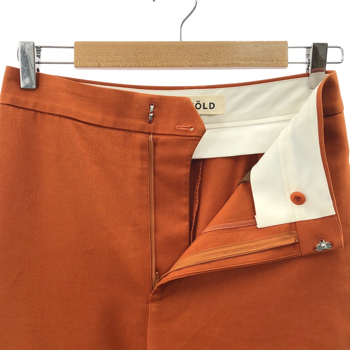 ENFOLD / エンフォルド テラコッタ ストレッチコットン ワイドパンツ