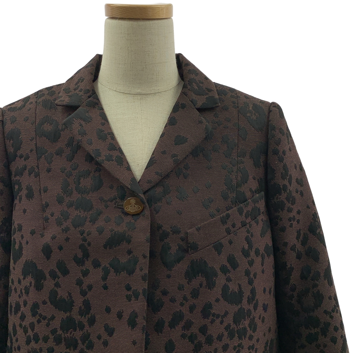 VIVIENNE WESTWOOD RED LABEL / ヴィヴィアンウエストウッドレッドレーベル レオパード オーブ ボタン シングルジャケット / 柄総裏地