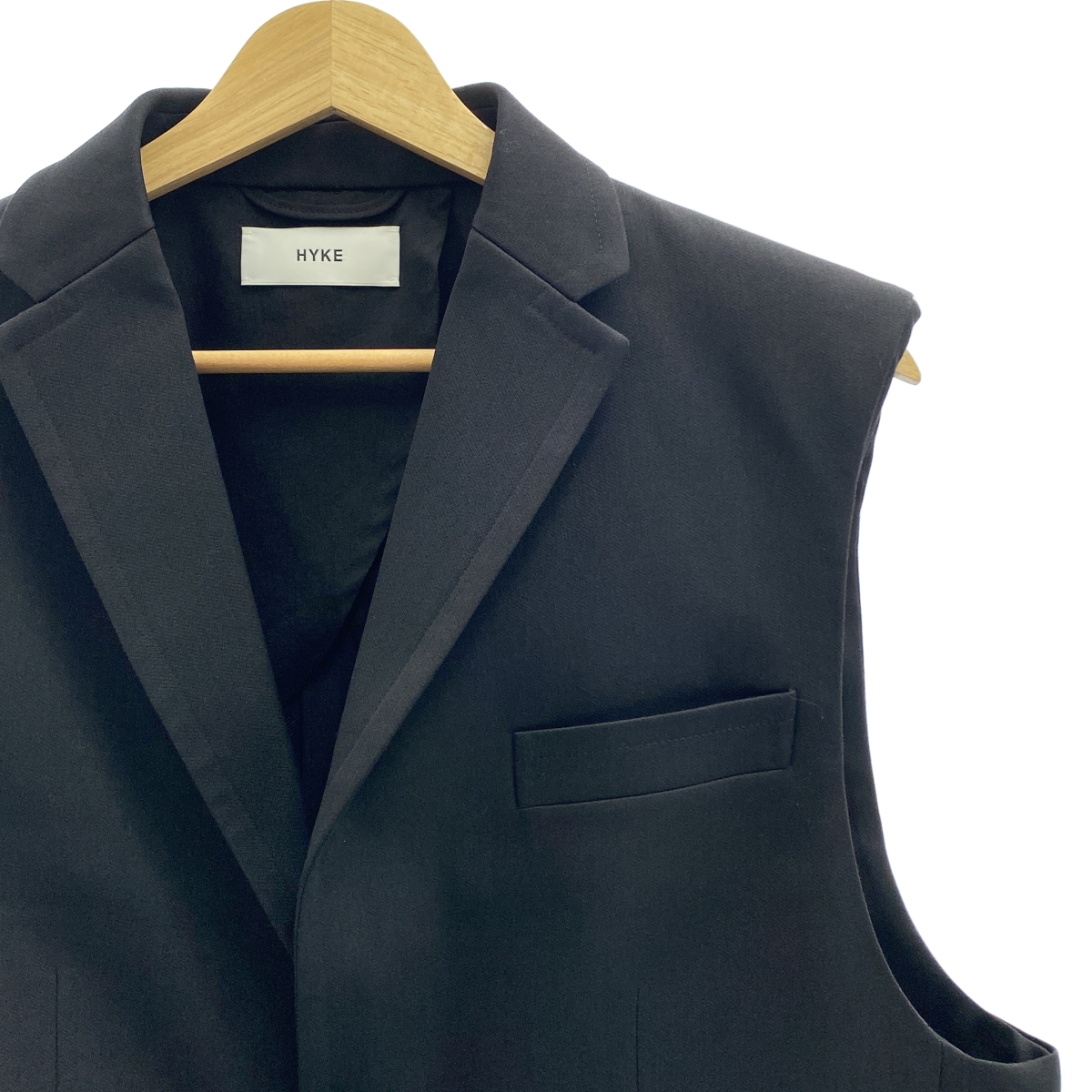 HYKE / ハイク DOUBLE CLOTH VEST / オーバーシルエット ロゴボタン スリーブレス ジャケット ベスト
